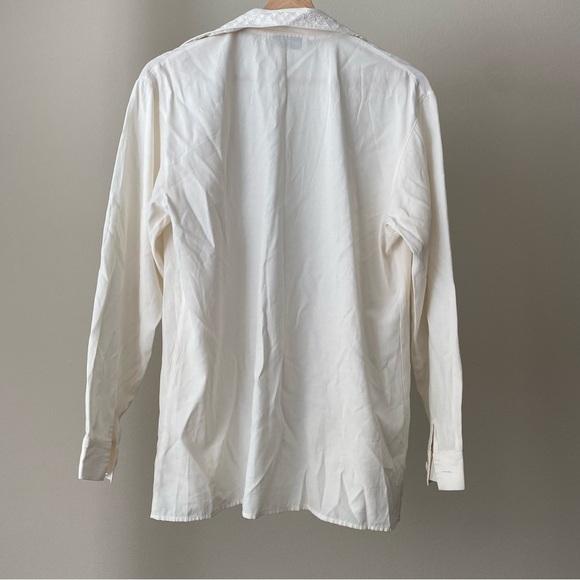 Anne Fontaine Vintage French Floral Lace Classic Button Down Long Sleeve Shirt S - Picture 5 of 10